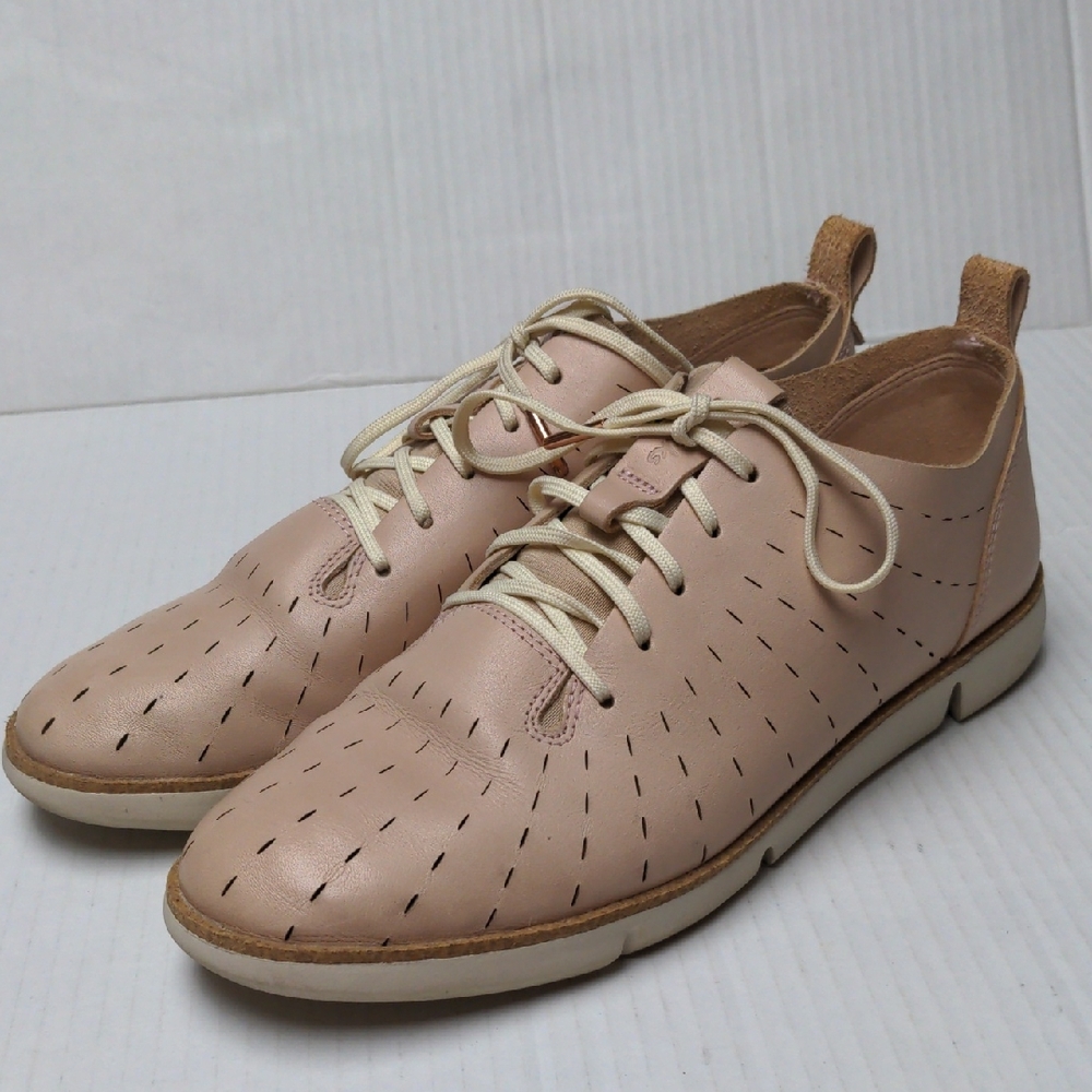Clarks Tri Etch Pink Leather Sneakers Comfort Shoes Size 9.5